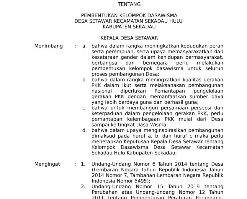 Dasawisma: Desa Mulawarman yang Inklusif dan Berdaya Saing